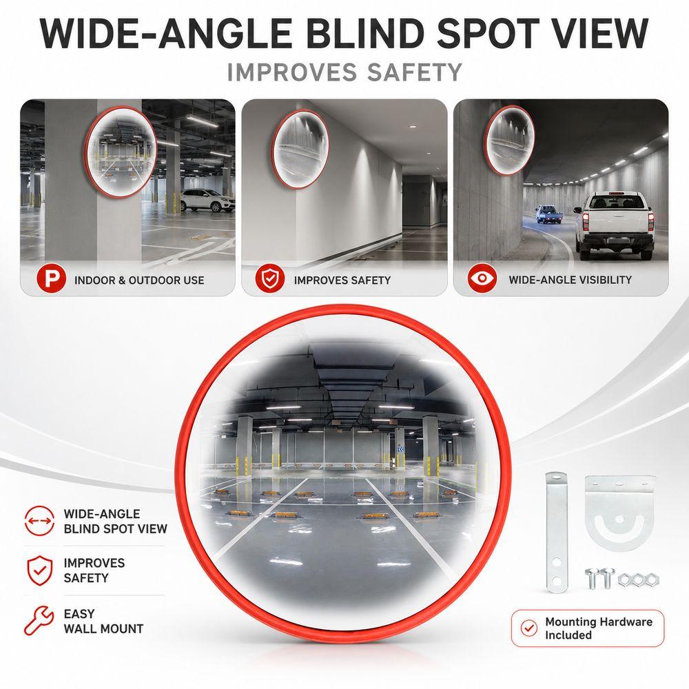 30cm Diameter Convex Safety Mirror Hemispherical Traffic Safety Mirror Corners