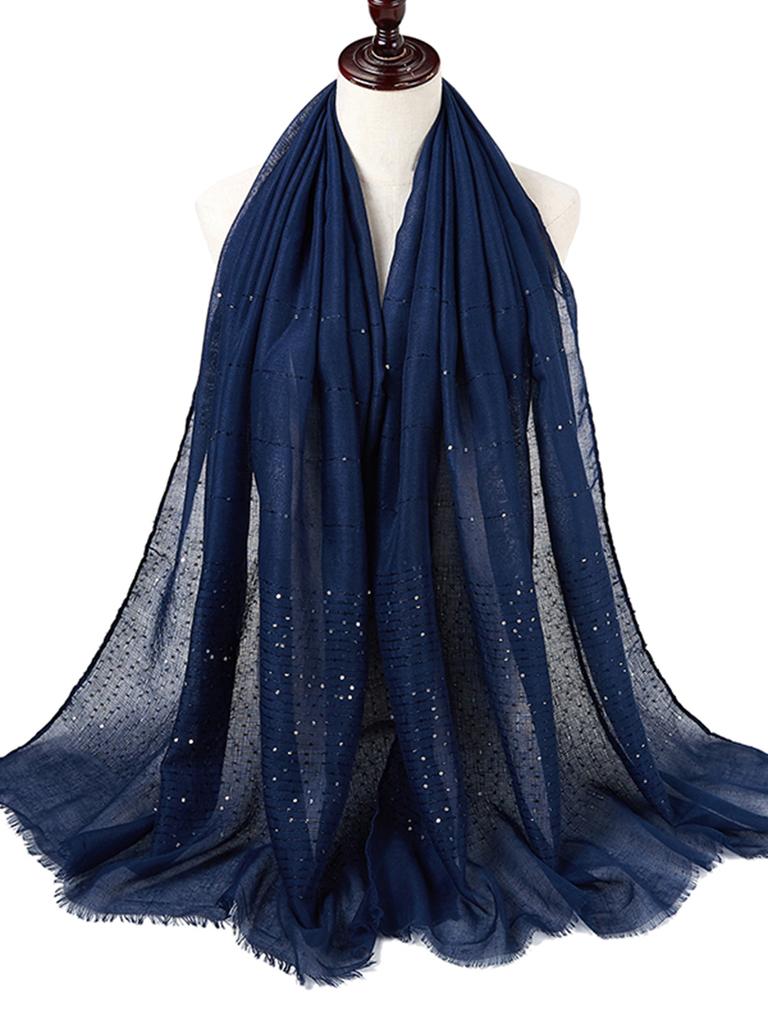 Design Shimmer Muslim Hijab Stripe Scarf Islamic Women Cotton Viscose Shiny Shawl Plain Hijab Scarf Tudung Bawal