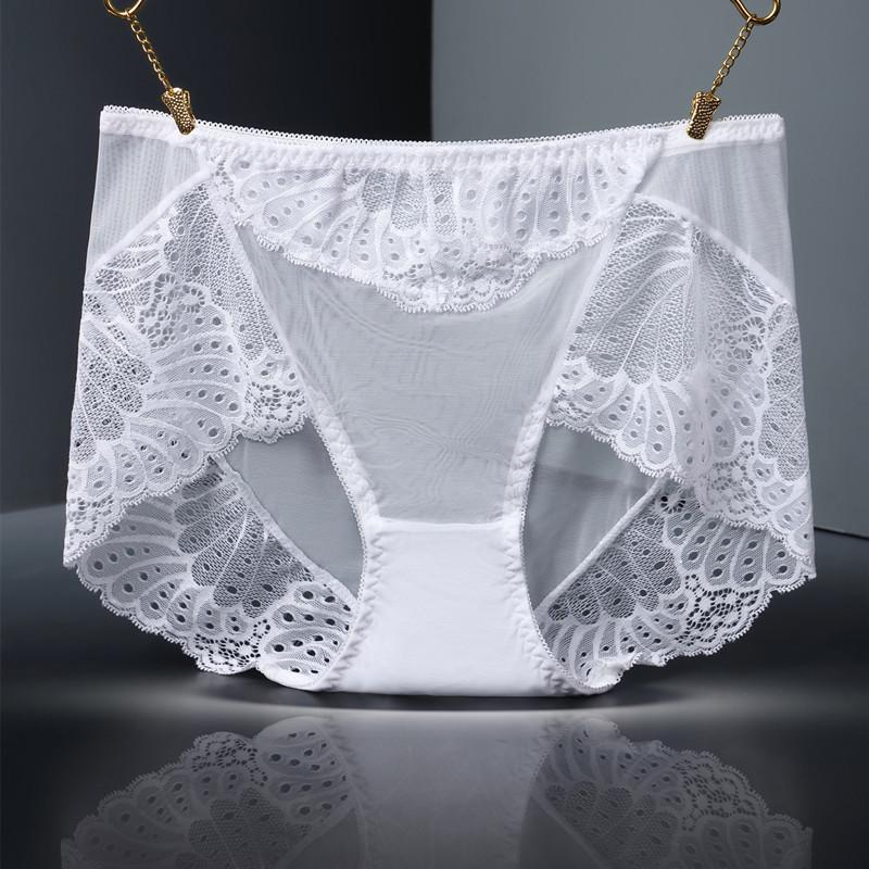 Lace High Waist Briefs Cinching Hip Lifting Underwear for Women Pure Cotton Antibacterial Strong Seamless Triangle Panties