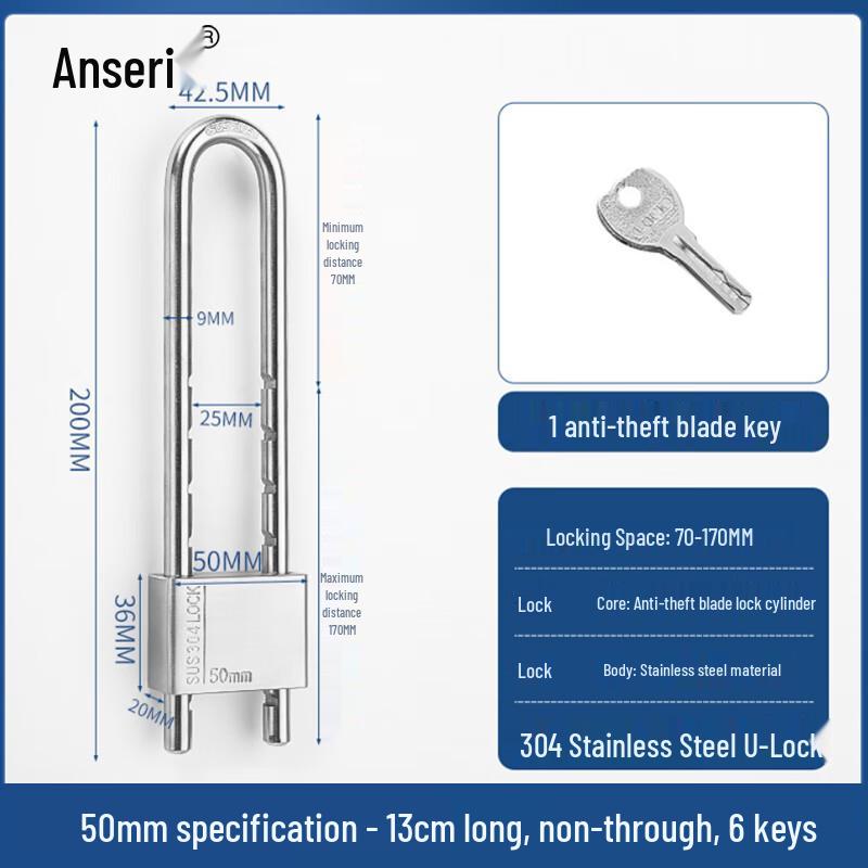 Anserway 304 Stainless Steel Glass Door U-Lock