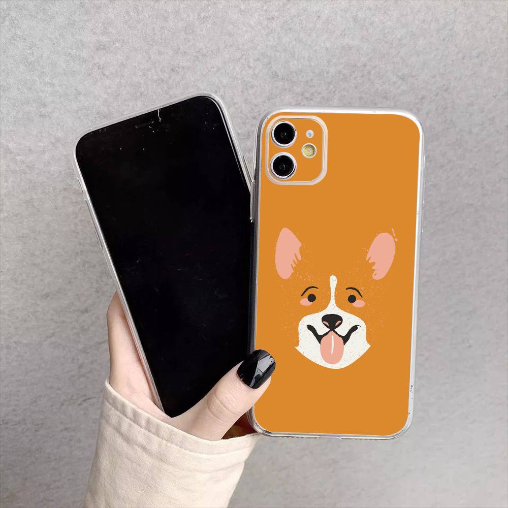 Cute Corgi Dog Phone Case For iPhone17,16,15,14,13,12,11 Plus,Pro Max Soft Transparent Cover