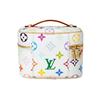 X Takashi Murakami Collaboration Nice Artificial Leather Handbag Makeup Bag Women's White M27941