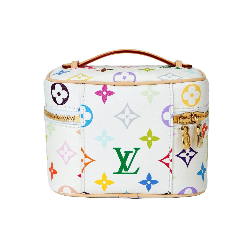 Louis Vuitton X Takashi Murakami Collaboration Nice Artificial Leather Handbag Makeup Bag Women's White M27941