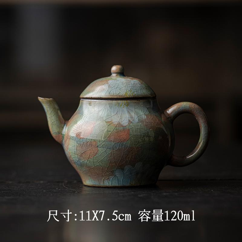 Cracked Glaze Hand-painted Persimmon Tea Pot Japanese Style Handmade Teapot Handmade Pot Tea Soaking Kettle Cafes Gifts 110ml