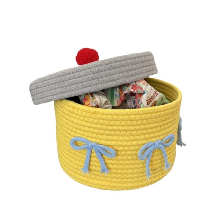 Handwoven Cotton Rope Makeup Holder Decorative Desktop Storage Basket Multipurpose Bedroom Organizer for Cosmetics