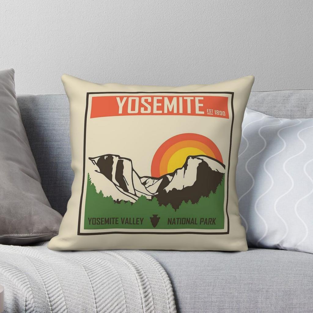 Yosemite National Park Square Pillowcase Polyester Linen Velvet Printed Zip Decorative Pillow Case Car Cushion Cover