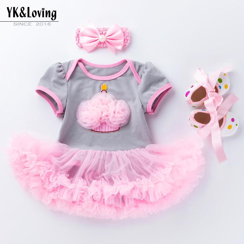 "New Summer Pink Cake Dress & Shoes Set for Baby Girls (0-2 Years)"