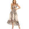 Boho Style Elegant Floral Print Long Dress Woman Summer V Neck High Waist Party Dress Summer Short Sleeve Sexy Maxi Dress