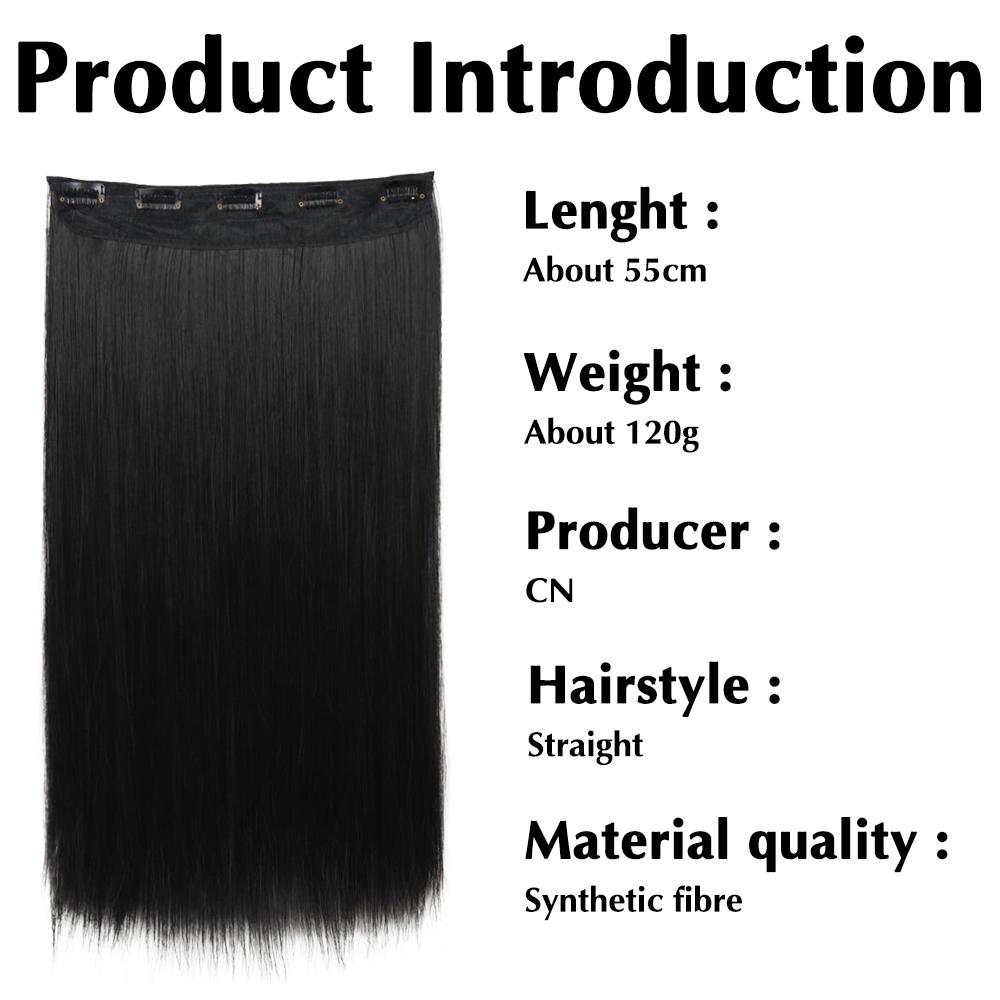 5Clips In Hair Synthetic Long Straight Hair Extensions Natural Hairpiece For Women Cosplay Party Wear