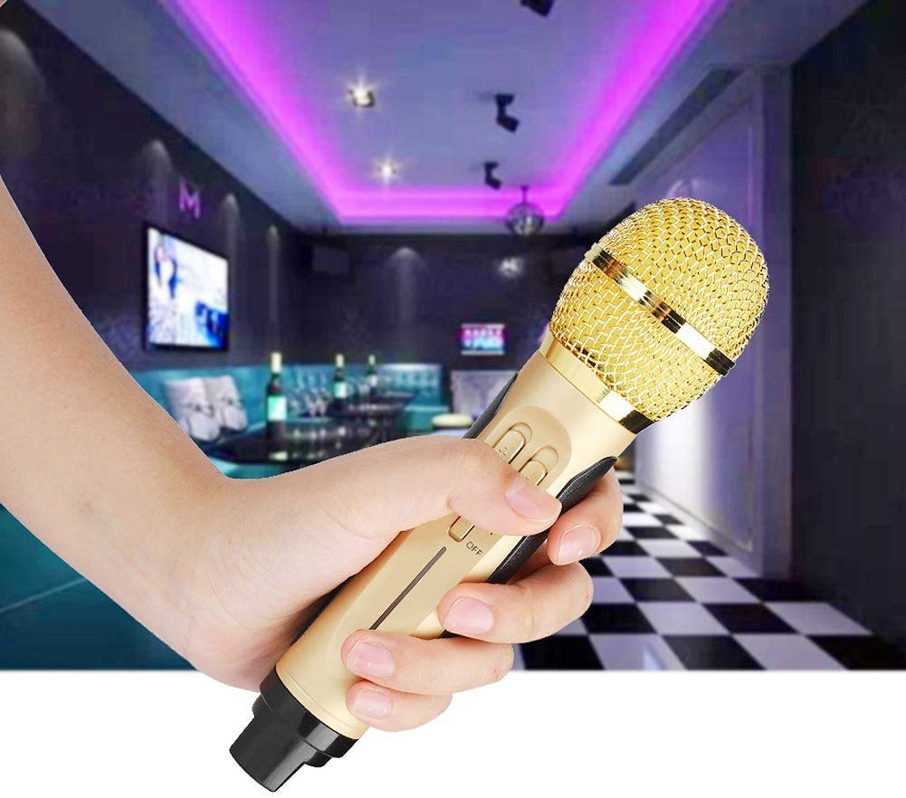 Bluetooth Kabelloses Karaoke-Mikrofon mit 2 tragbaren AUX-Anschlüssen für Heim-KTV Karaoke-Lautsprecher, (Gold)