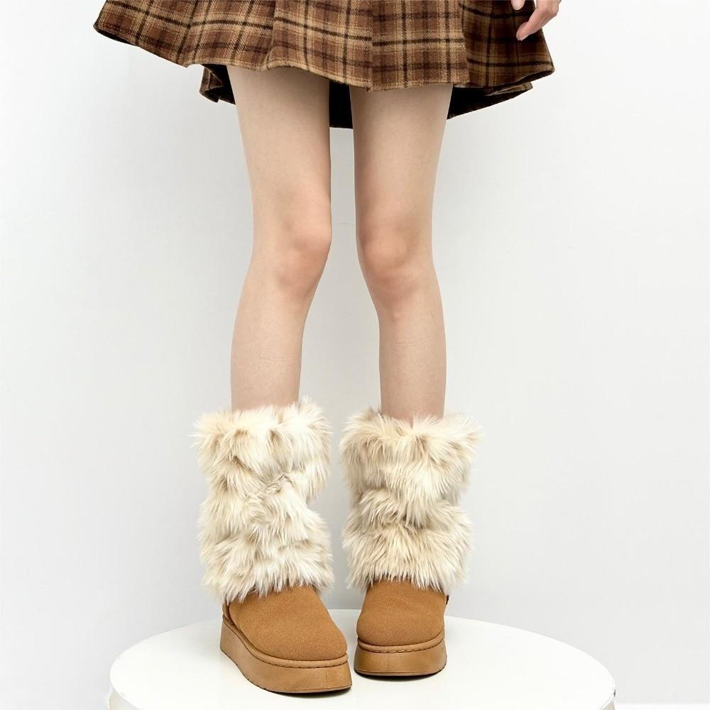 

Пушистые гетры в японском стиле из искусственного меха, длинные носки-трубы до колена, женские носки для униформы 25cm MixedBrown