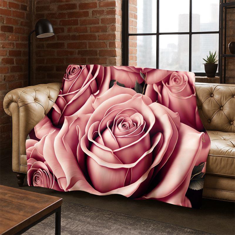 

Romantic Rose Flower Daisy Cartoon Flannel Blanket Soft Warm Throw Blanket for Bedroom Living Room Bed Travel Camping Picnic kid 75x90cm