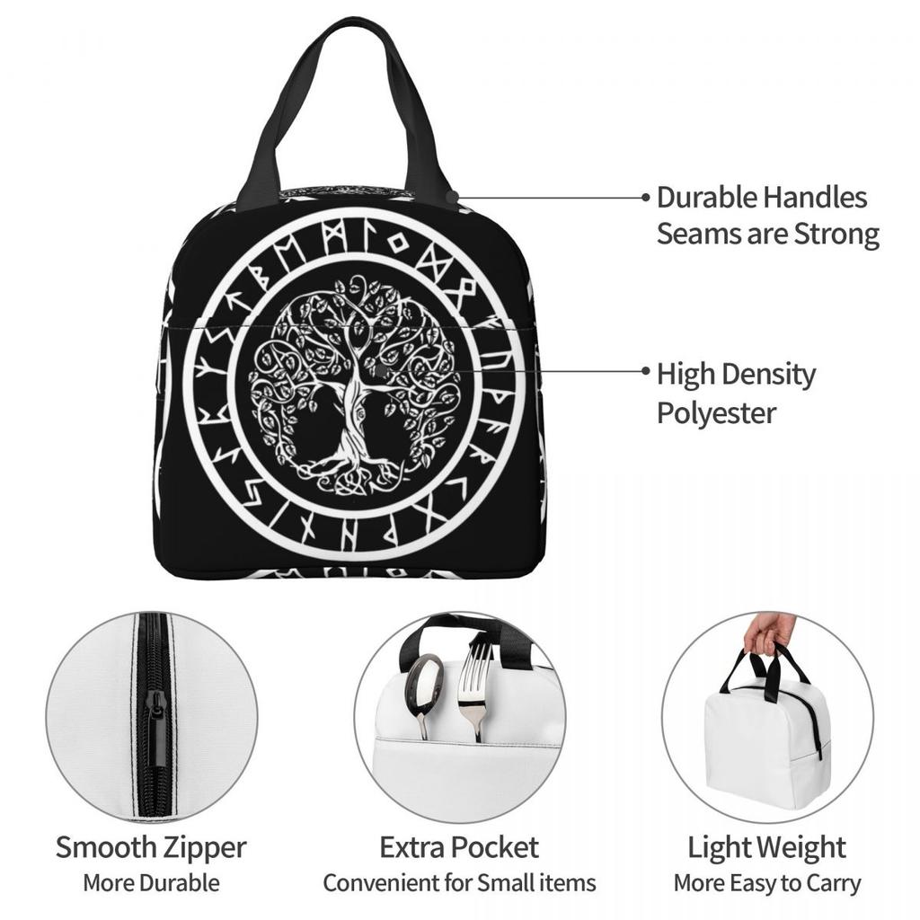 Nordic Viking Scandinavn Odin Symbol Insulated Lunch Bag for Women Kids Portable Food Boxes Thermal Lunch Box Tote