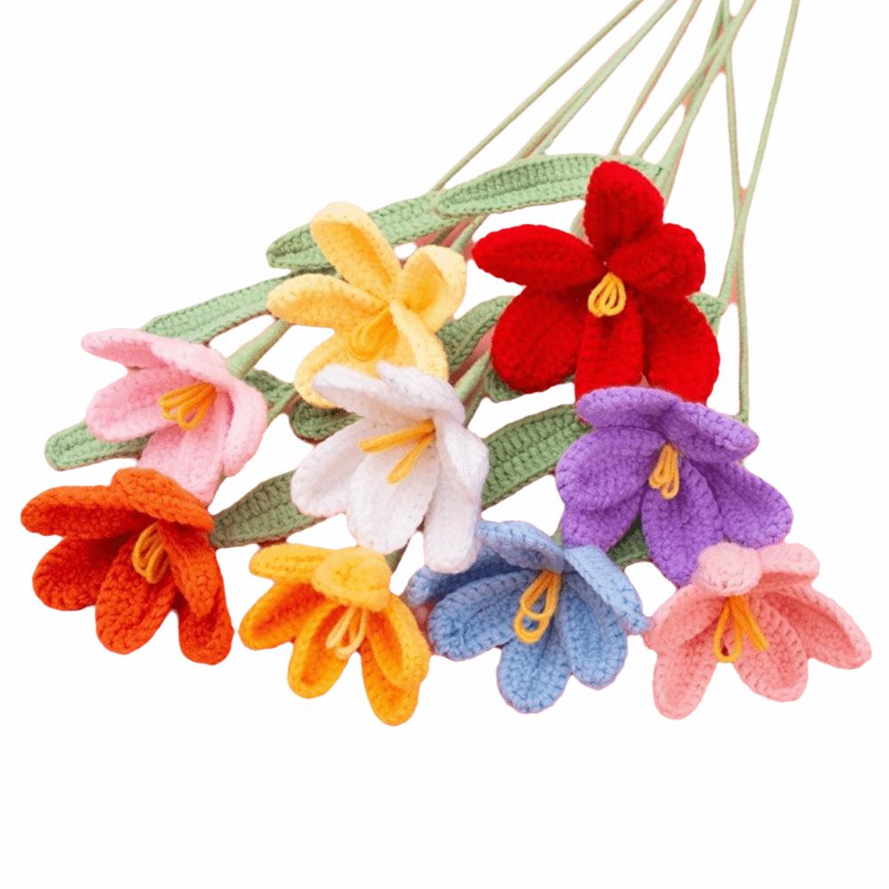 Creative Knitted Tulip Yarn Handmade Simulation Knitted Bouquet Crochet Flower  Mother's Day