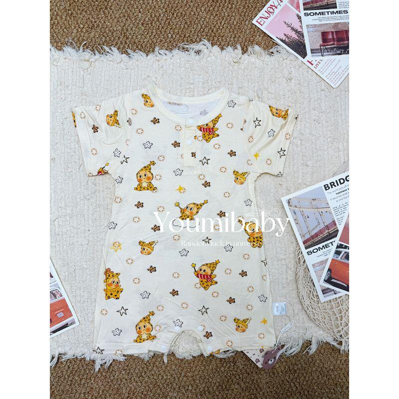 

Foreign Trade Japanese-Style Baby and Children s Summer Premium A-Class Seamless Cartoon Cute Star-Themed Short-Sleeve Romper Leopard Print Star Man 100
