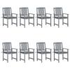 Garden Chairs and Cushions Set of 8 Solid Acacia Wood