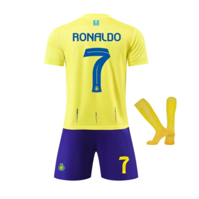 Kids Sports Gear 2023/2024 Ronaldo Victory Football Jersey Set Polyester Yellow