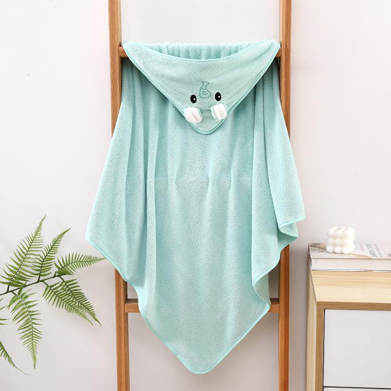 Baby Hooded Cartoon Bath Towel & Coral Fleece Swaddle Blanket