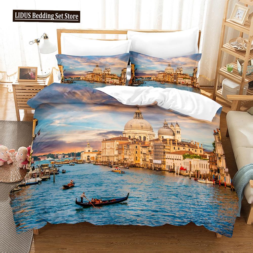 

Пейзажный комплект пододеяльника Кинг Полный размер Летние пальмы Пляж Морские волны Океанская тематика Для детей Девочек Мальчиков Полиэстеровый комплект постельного белья EU single(135x200cm)