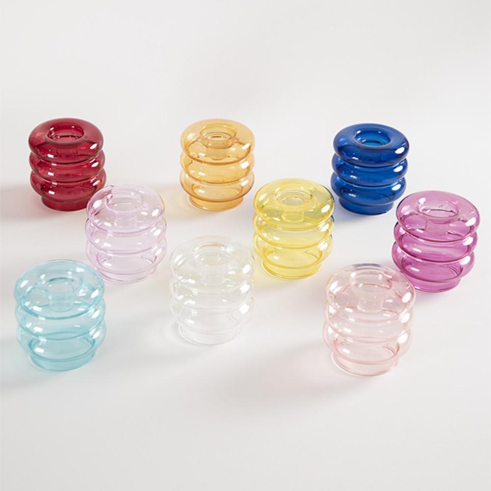 Modern Coloful Glass Candleholder Nordic Home Decor Clear Glass Candle Holder Wedding Decoration Party  Table Centerpiece