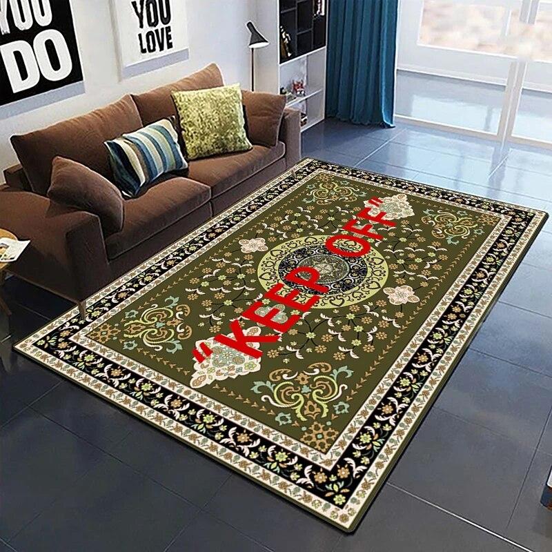 Keep Off Pattern Dekorativer quadratischer Teppich Modernes Haus Wohnzimmer Boden Matte Schlafzimmer Teppich Kunst Poster Matte Fans Geschenk Alfombra