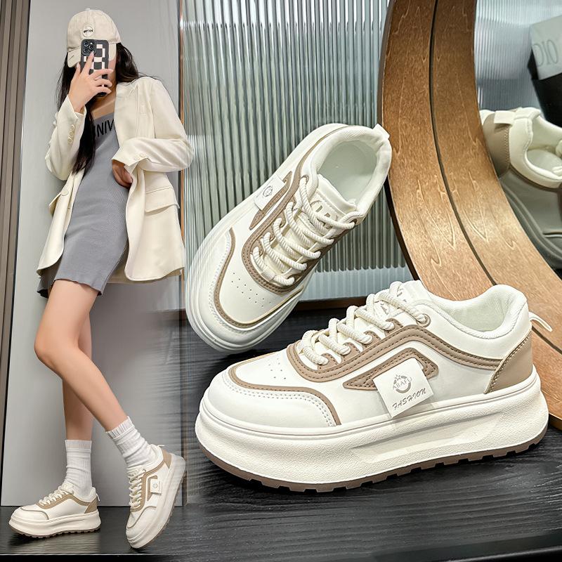 Spring and Autumn new sports and leisure ins platform leather single shoes board shoes
