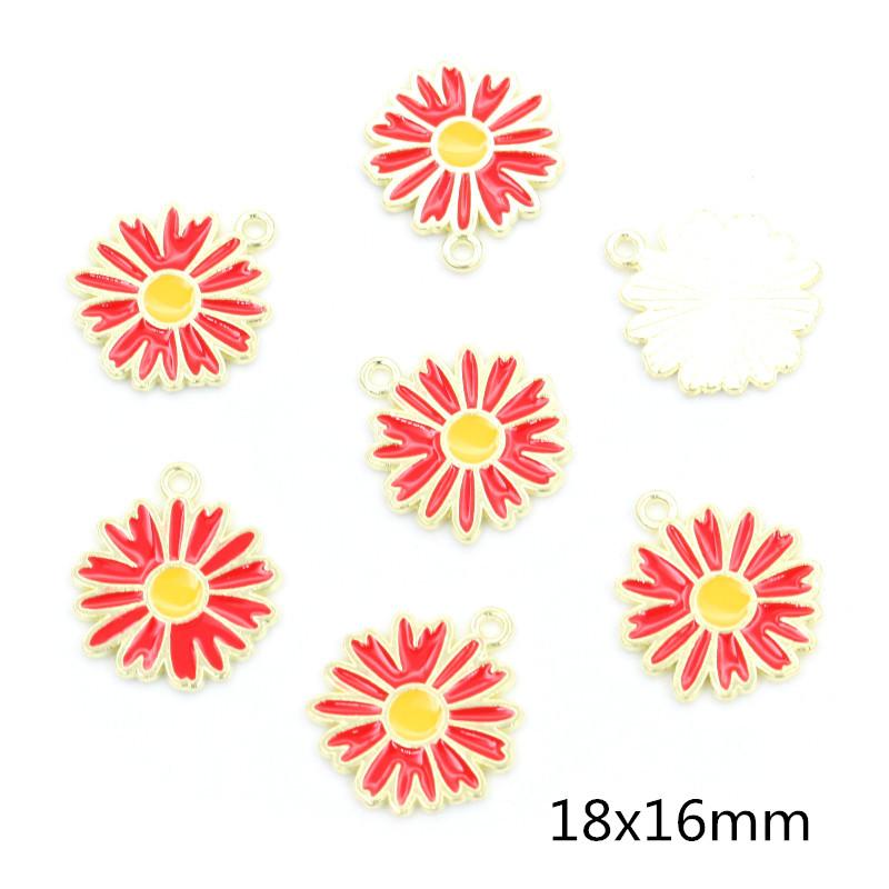 20pcs Enamel Flower Charms Pendant Alloy Metal DIY Jewelry Making Accessories Findings for Earrings Necklace Bracelet
