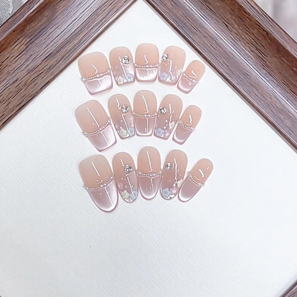 Hand-woven Armor Cute Little Flower Pure High-end French Cat Eye Three-dimensional Hand-painted Little Flower Manicure Sticker