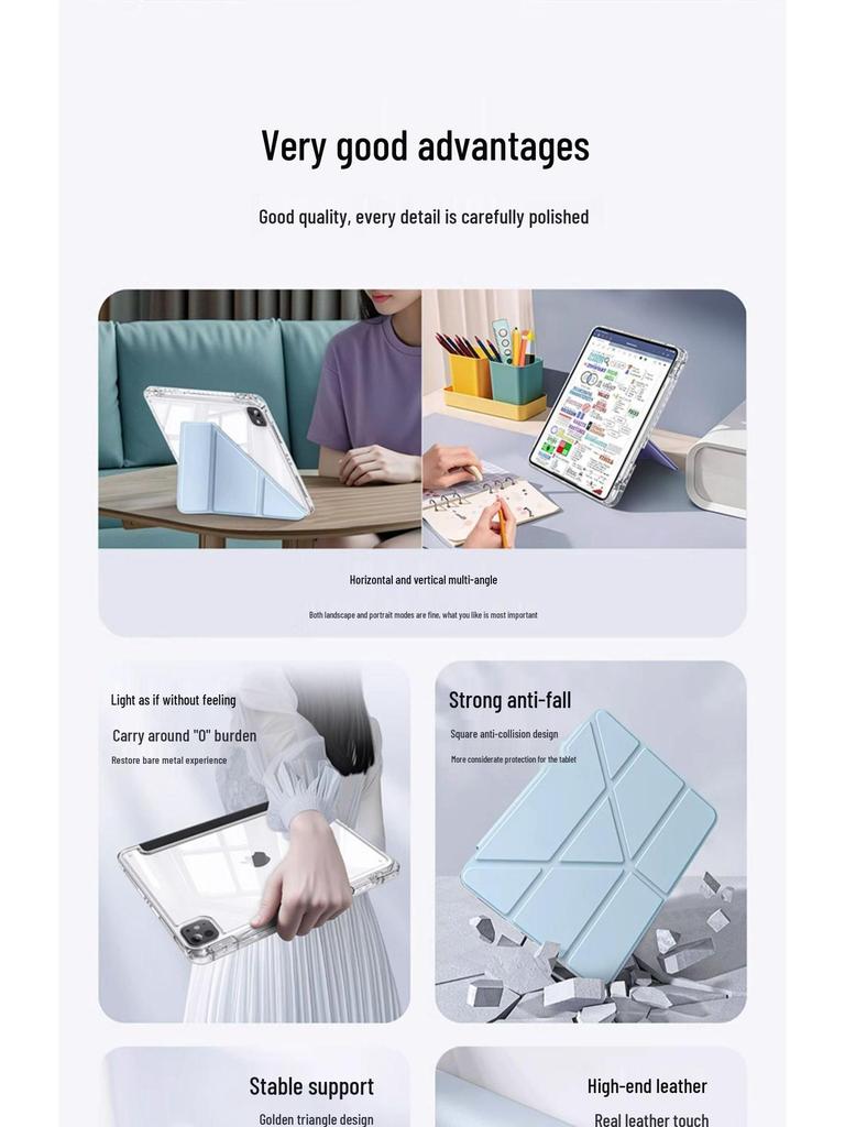 iPad Air 11th Gen Protective Case 2025 with Pen Slot for 7/6/5 Tablet Pro, Mini 10.2