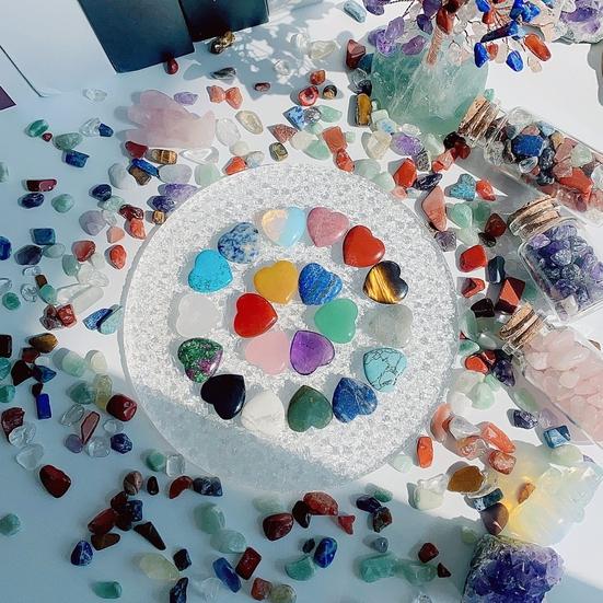 Set de 20 de bucăți pietre prețioase pentru inimă, set de pietre prețioase pentru birou, romantice, naturale, de dragoste, decor, cuarț, set de pietre vindecătoare chakra