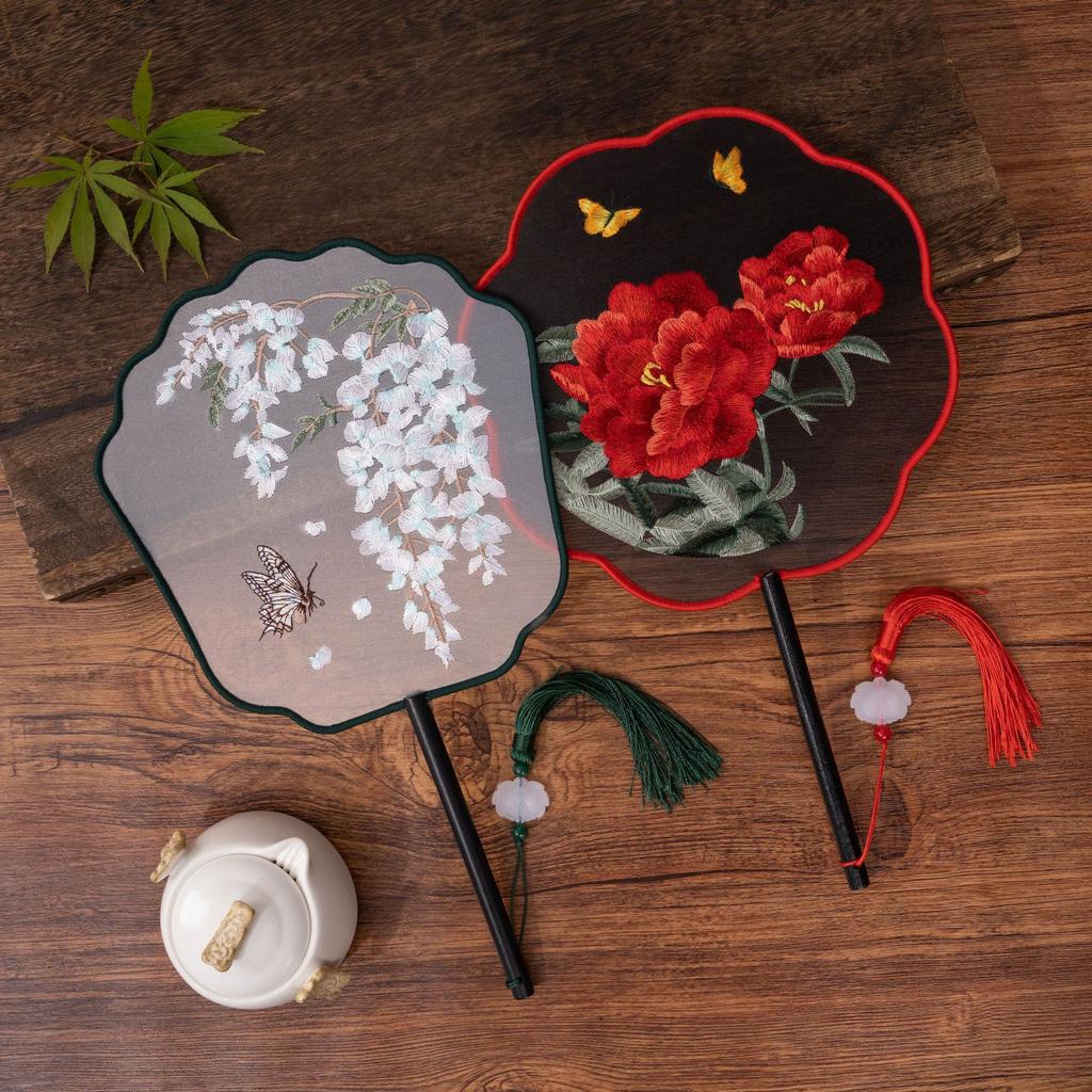 Antique Sle Round Fan Handicrt Dance Costume Qipao Special Ape Suzhou Embroidery F Transparent Double Sided Fan