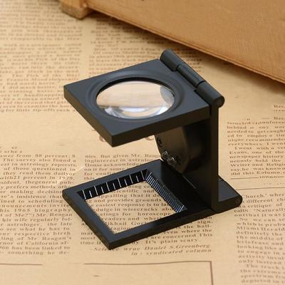 Foldable 10X Magnifier Glass Lens Magnifying Glass Measurement Tools Linen Tester  Cloth Inspection