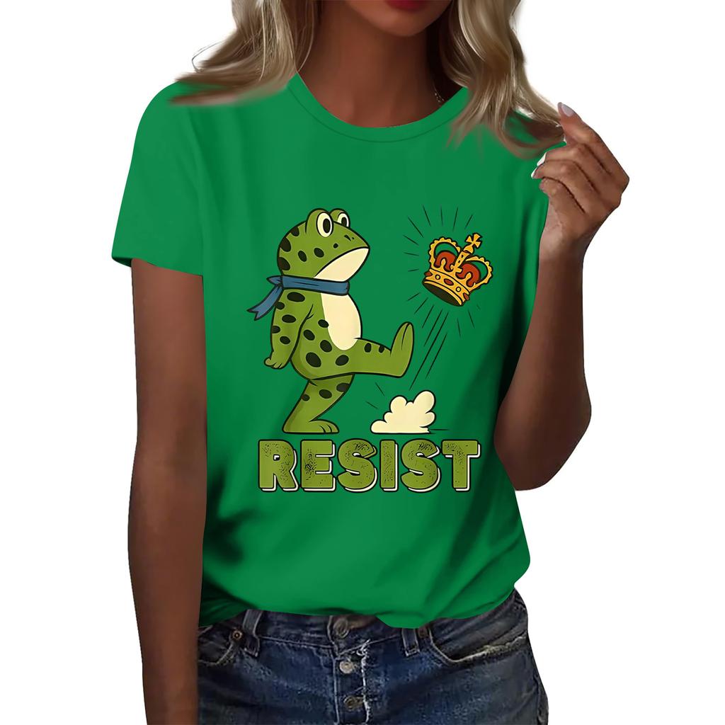 Women's Printed Round Neck Short Sleeve Top