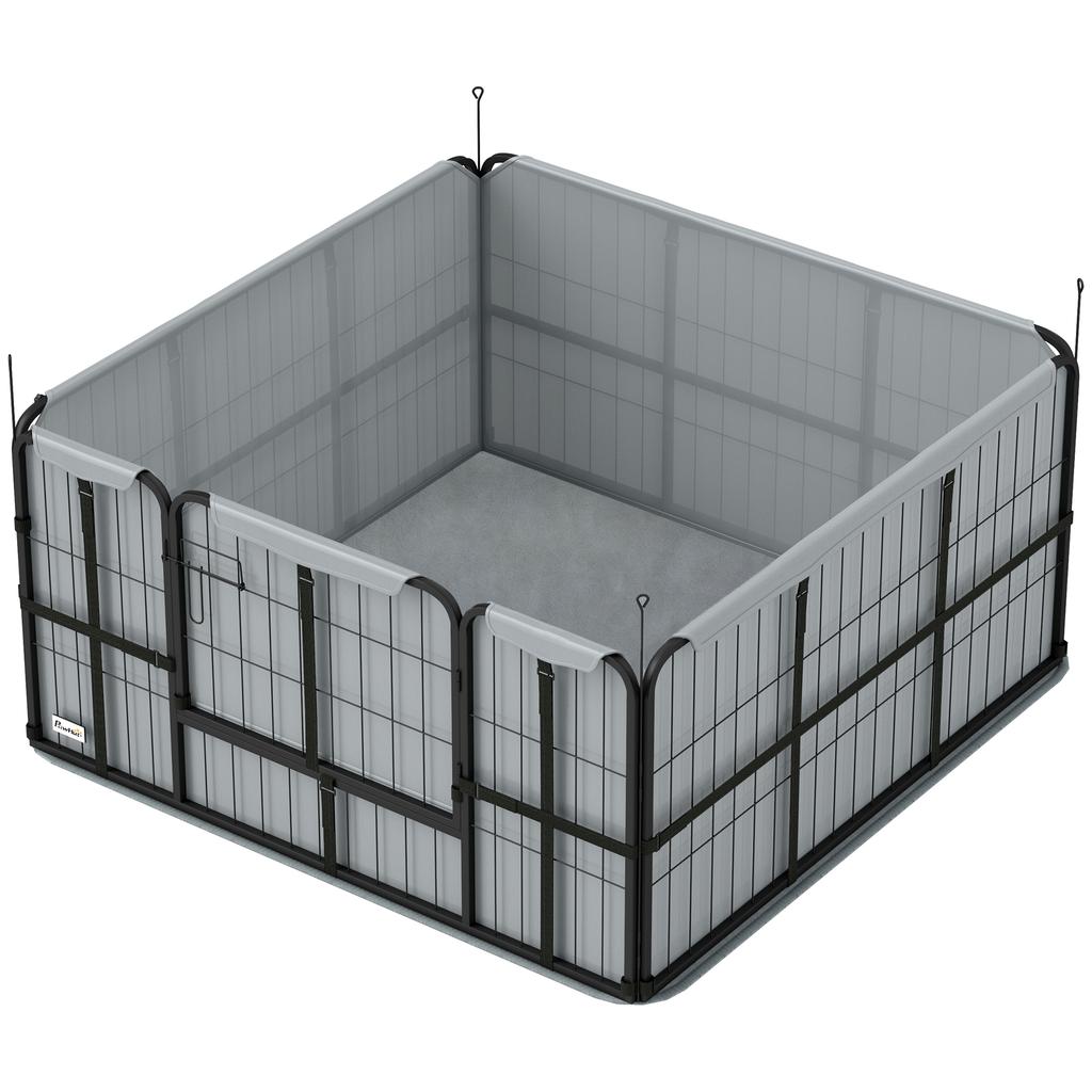 Steel Dog Whelping Box with Washable Whelping Pad, Wind-Resistant Cloth, for Small, Medium Dogs, 122 x 122 x 60cm
