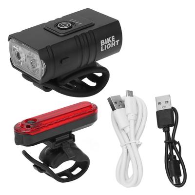 USB-oppladbart sykkellyktsett Supersterk frontlykt og baklys USB-lading Sykkellykt med aluminium
