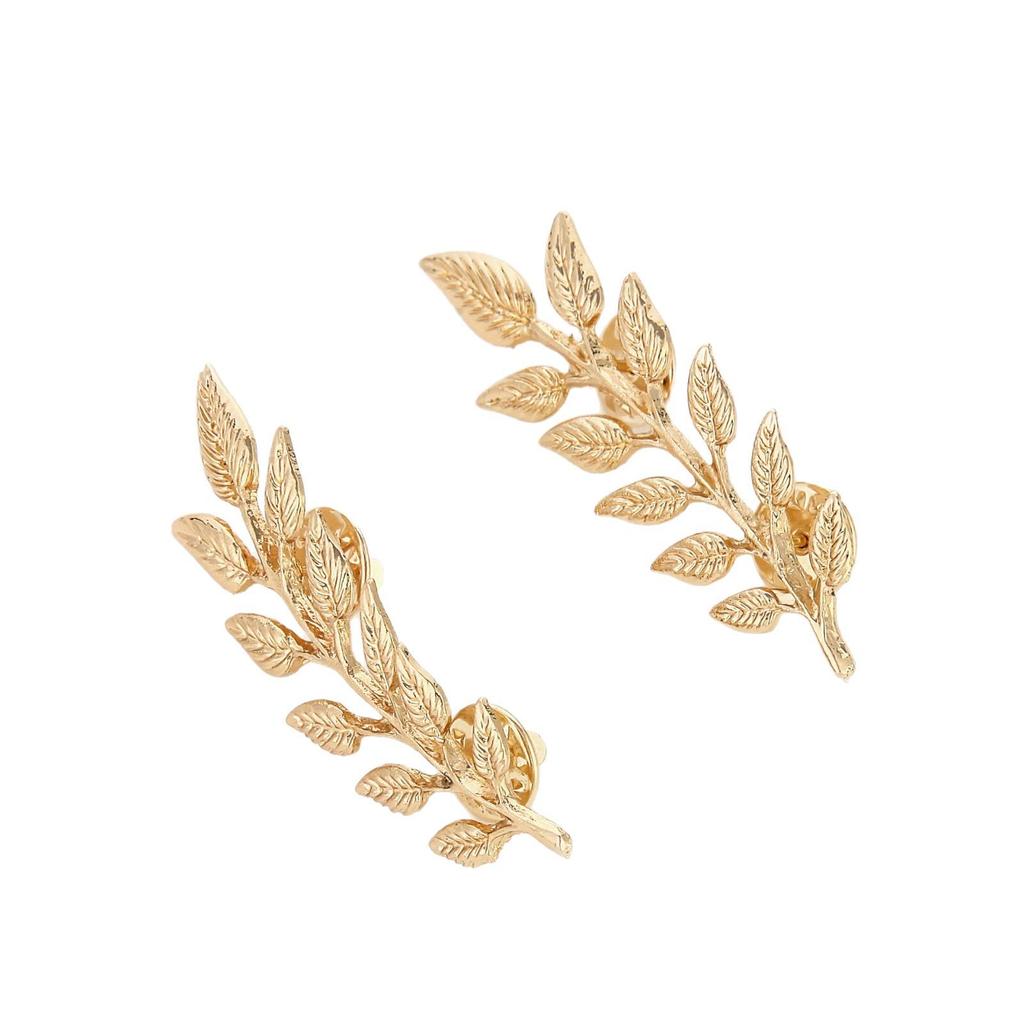 Gold & Silver Leaf Unisex Brooch - Trendy Lapel Pin for Shirt or Sweater