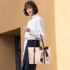 NICOLE & DORIS Women's Large Capacity Tote Bag, A4 Size, Leather Shoulder Bag, Water-Repellent, Commuter Bag, Solid Color, Includes Scarf, Stylish