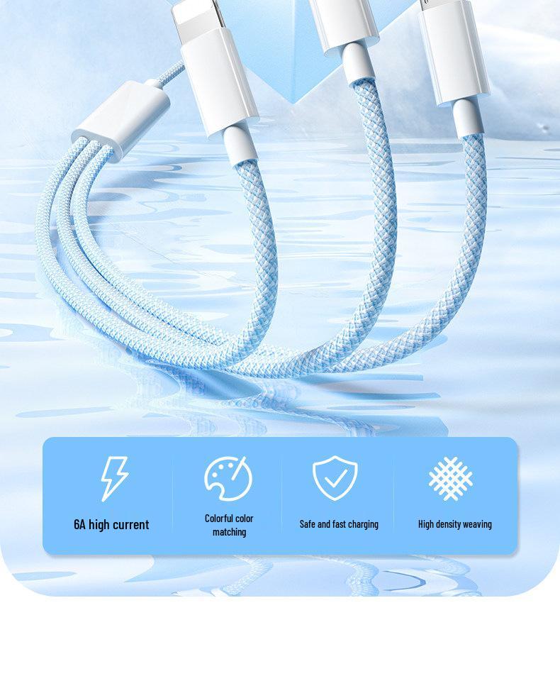 100W Fast Charging 3-in-1 Multi-Head Cable for Apple & Android