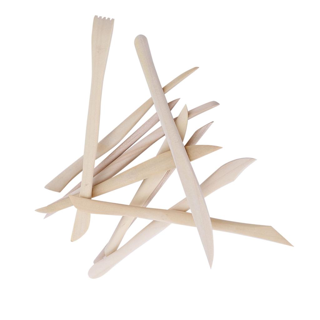 10 pcs DIY Wood Wooden Clay Modeling Tools Set Polymer Clay Sculpting Tools