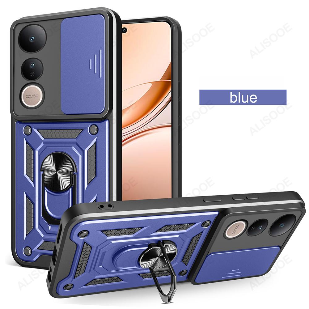 Funda for VIVO V50 Lite Case Slide Camera Protection Ring Stand Shockproof Back Cover for VIVO V50 Capa Funda
