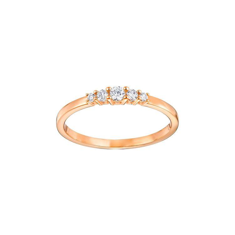 

Swarovski Fashion Frisson Five Diamond Crystal Minimalist Ring Women rings Rose-Gold 5251692 Box (Random Color),52