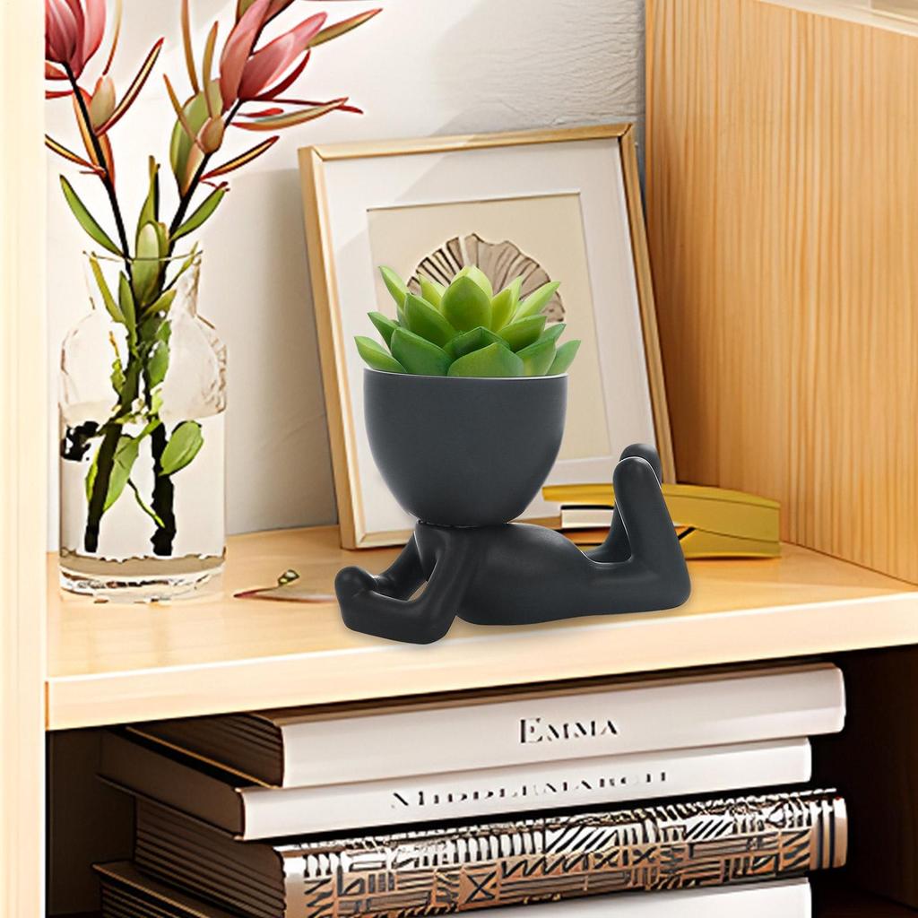 Face Flower Pot Head Planter Small Ceramic Pots For Indoor Plants With Drainage Reusable Human Shape Indoor Flower Planter Pot