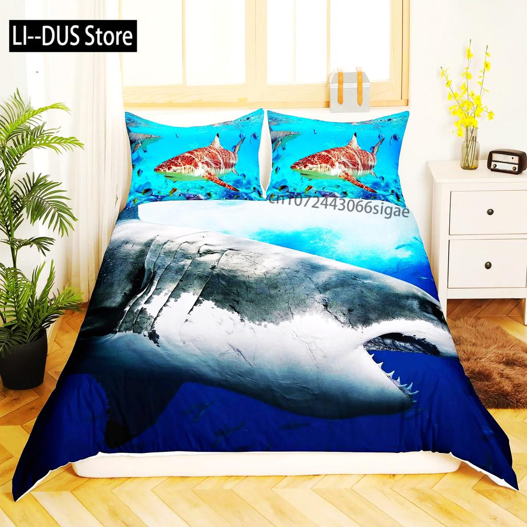 Comforter Shark Types Of Sharks Pattern Bedclothes Double Queen King Size Polyester Bedding Set
