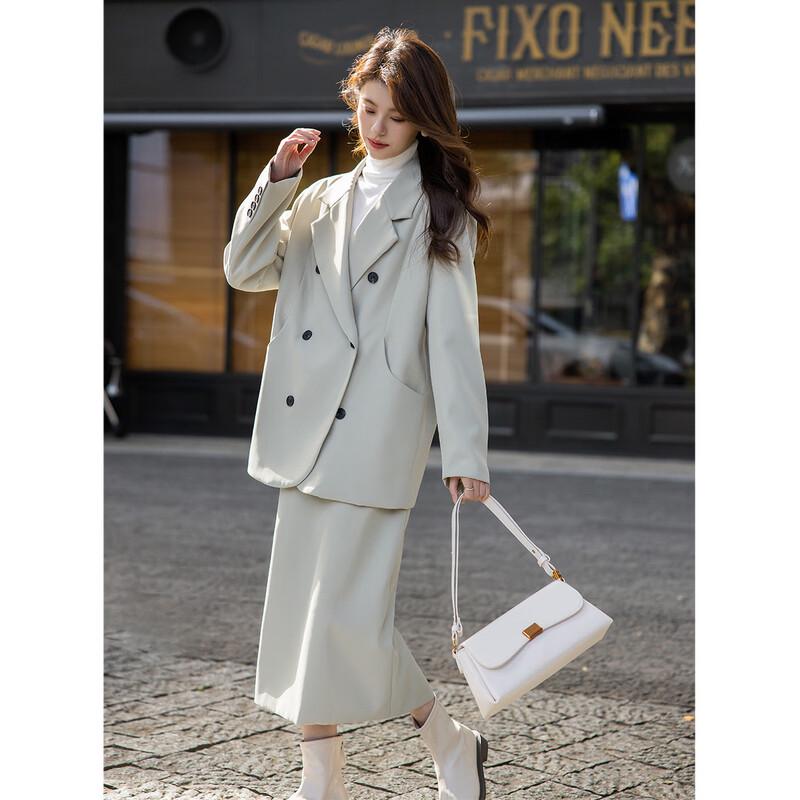 Mocana Damen Elegantes Langarm-Blazer- & Rock-Set