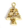 1 Piece Copper Christmas Charms Gold Color Metal Pendants Rhinestone Snowflake Sock Deer Christmas Tree For DIY Jewelry Making