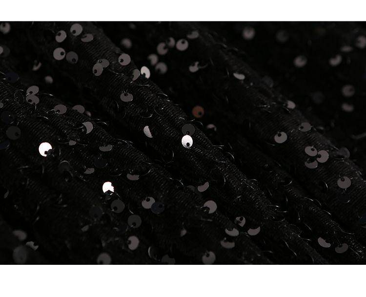 High-End Velvet Sequin Slimming Square Neck Dress