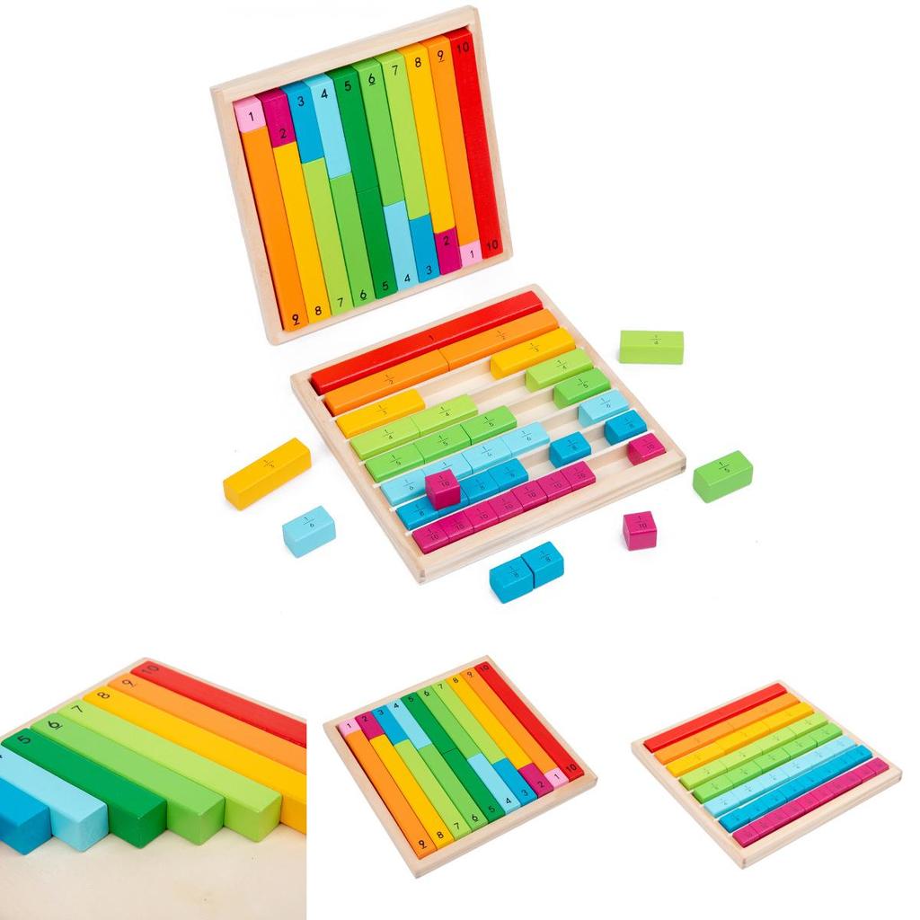 Mathe-Lernen Bruchstangen für Kinder mit buntem Holzdesign