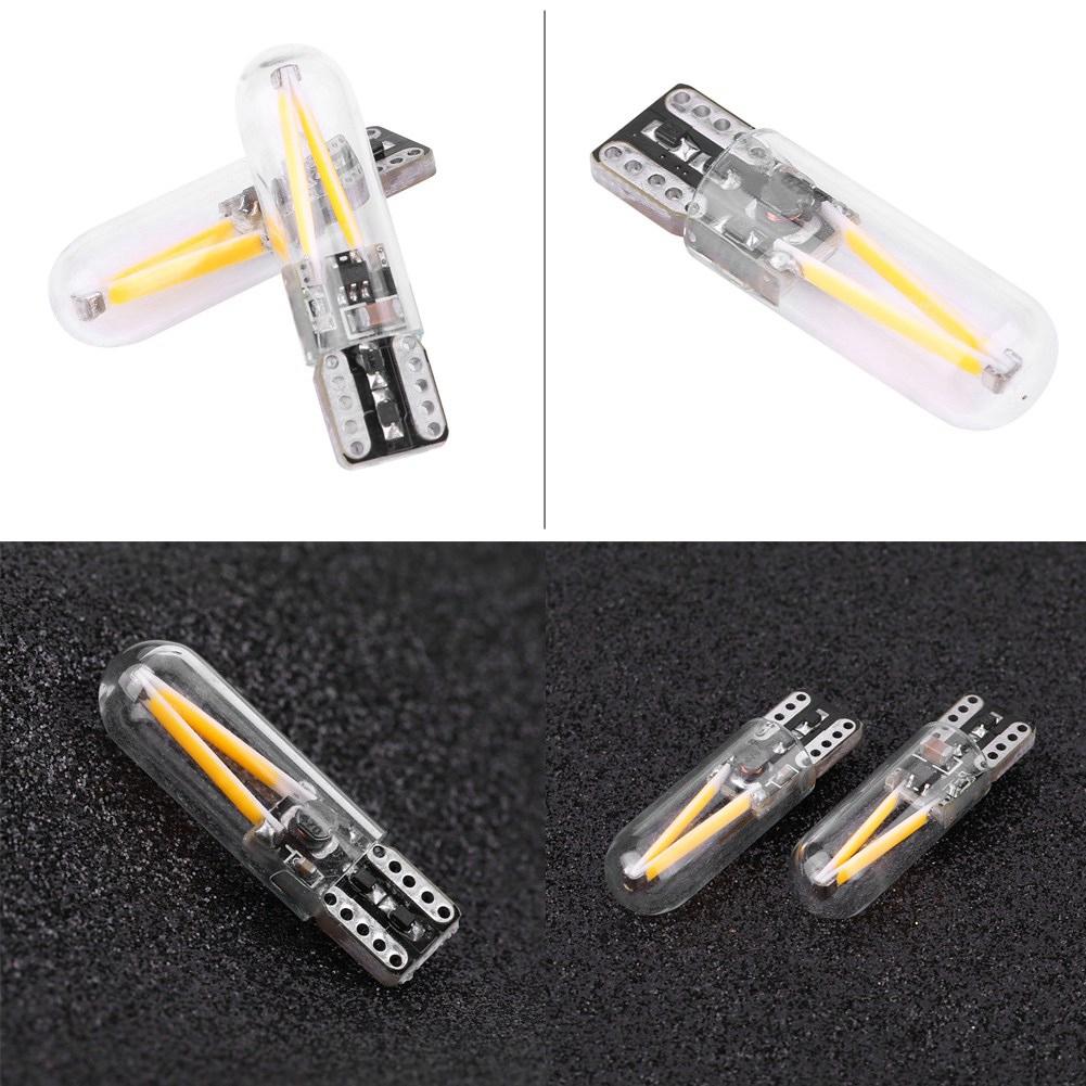 Pair of 8-28V W5W T10 Glass COB Filament LED Car Reading DRL Turn Signal LED Bulb White Light