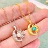 Elegant Sun Moon Pendant Necklace Unique Sun and Moon Charm Necklace Adornment Beautiful Opal Adorned Neck Chain Jewelry