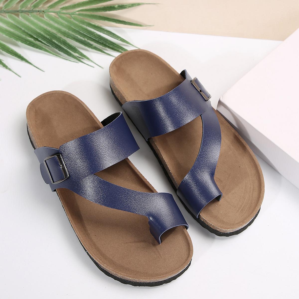 

Fashion Fashion Cork Slippers for Women Summer New Casual Beach Sliding Girls Flat Shoes Sandals Retro Roman Women Shoes Flip Flops 35 синий